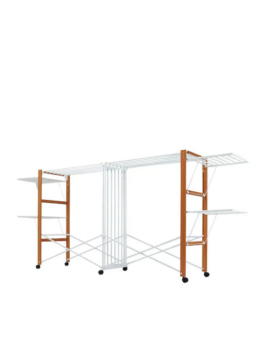 Foppapedretti Folding Floor Clothes Drying Rack Wooden with Wheels