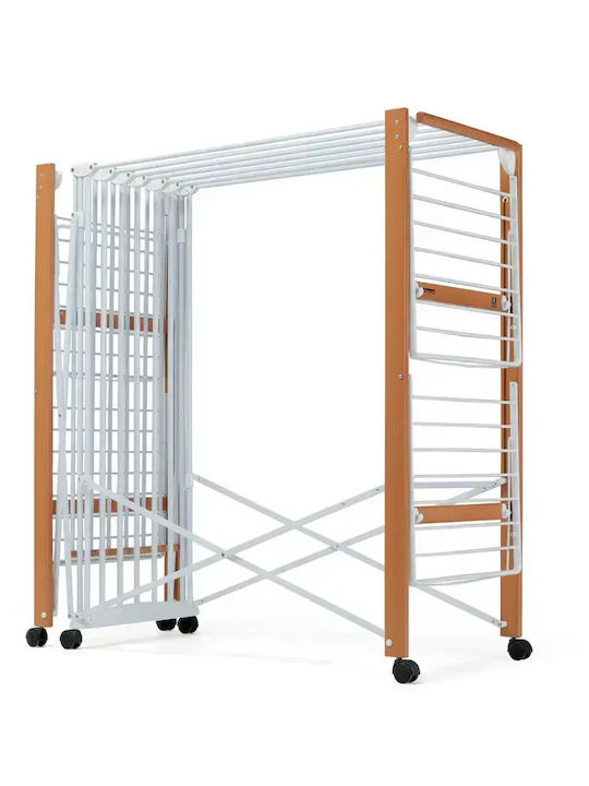 Foppapedretti Folding Floor Clothes Drying Rack Wooden with Wheels