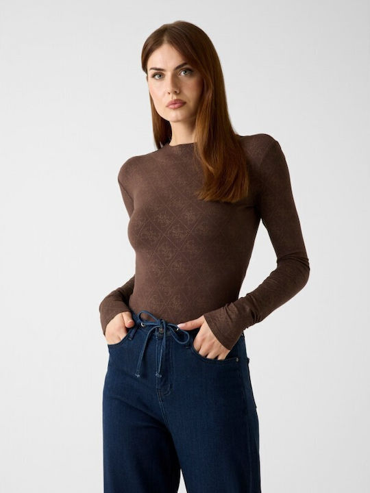 Guess W5bp09k68d2-g1ea Bodysuit 4g Strass Brown