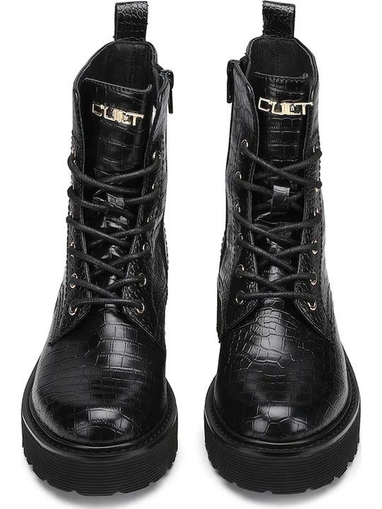 Leder Stiefeletten Damen Schwarz