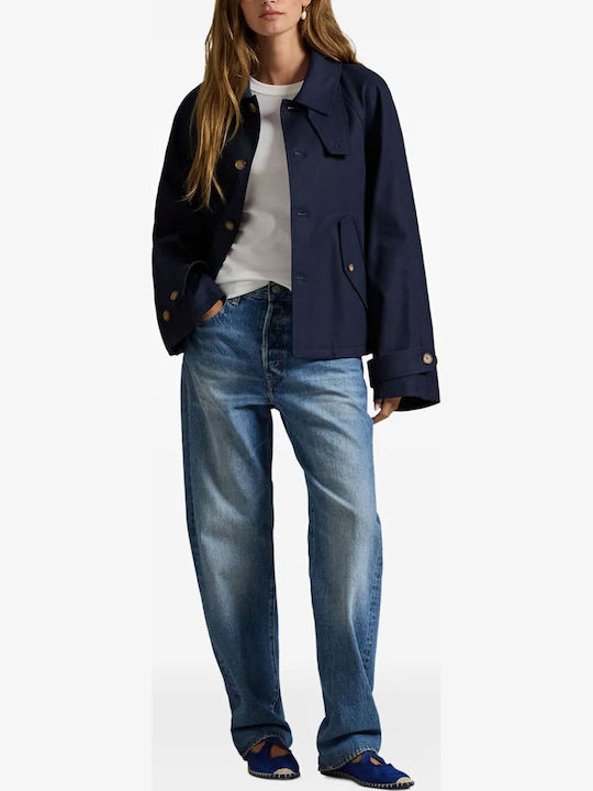 Women's Blue Coat Oversized with Buttons