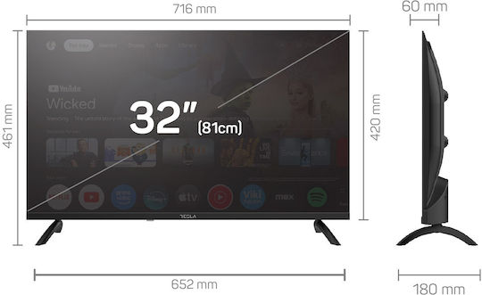Tesla Смарт Телевизор 32" Direct LED 32E655BHS HDR (2025)