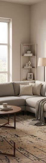 Eckbibliothek Oatmeal Beige 31.9x31.9x156.4cm