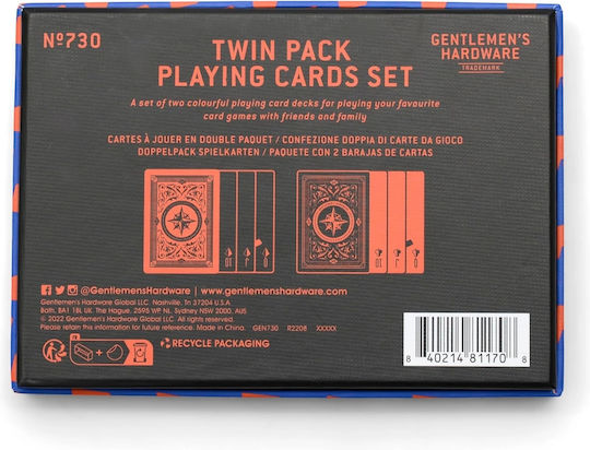 Playing Cards Twin Pack Plastic Gift Box Gentlemen’s Hardware Twin Pack Waterproof Playing Cards Gen730