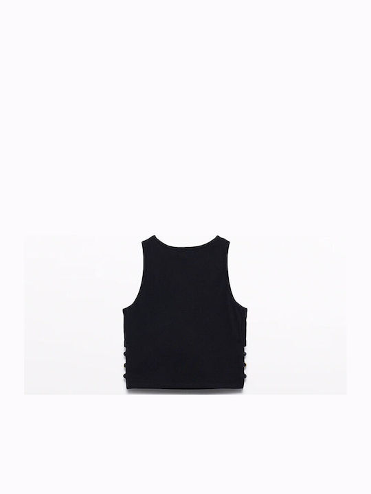 Παιδικό Crop Top Αμάνικο Μαύρο