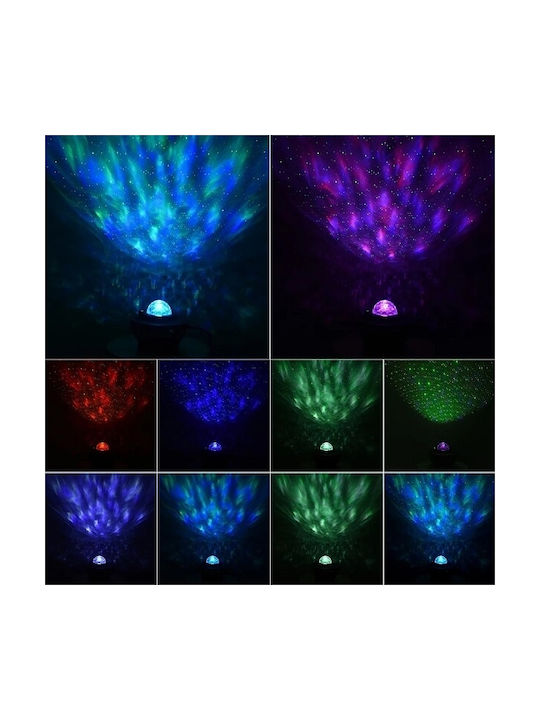 Led Rotating Kids Projector Lamp Galaxy with Star Projection Black 13.5x13.5x10εκ.
