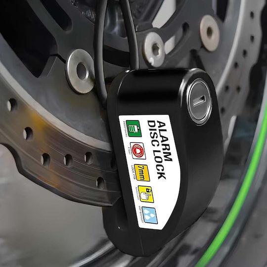 Avizar Încuietoare Disk Cu Alarmă 110db Compactă Pentru Bicicletă Scooter Neagră