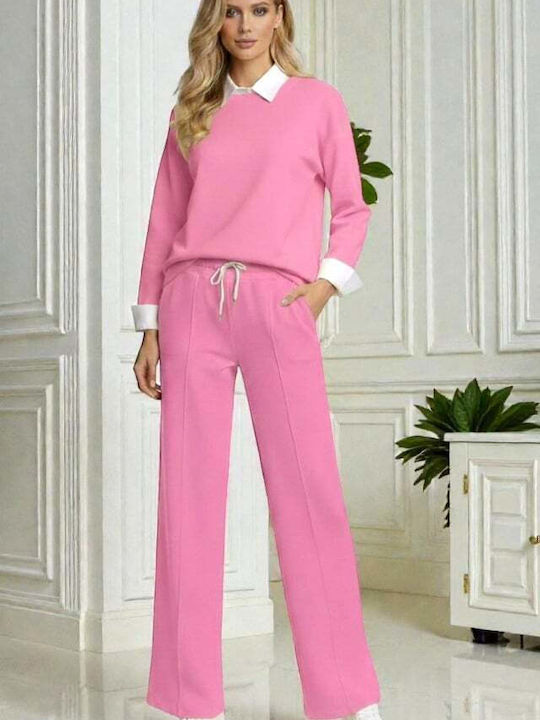 Γυναικείο Pink Σετ με Παντελόνι σε Loose Εφαρμογή