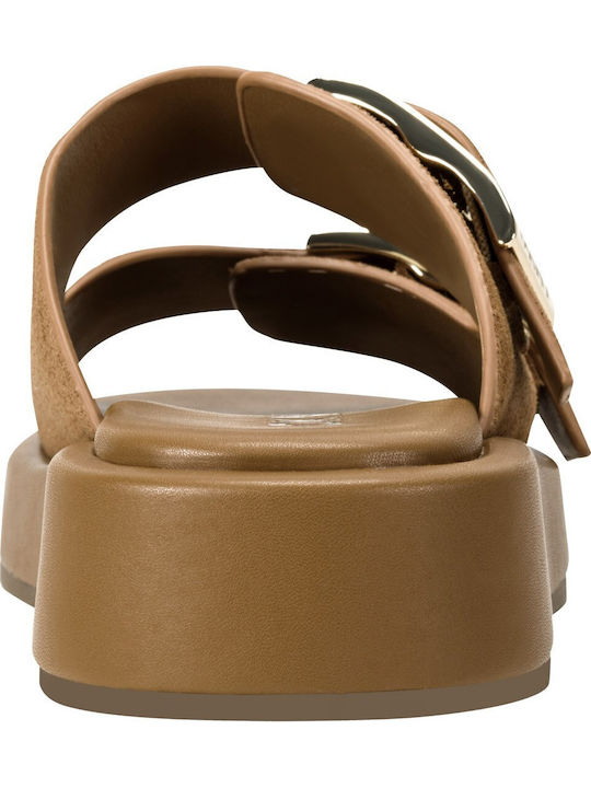 Women's Flat Sandals Flatforms in Tabac Brown Color