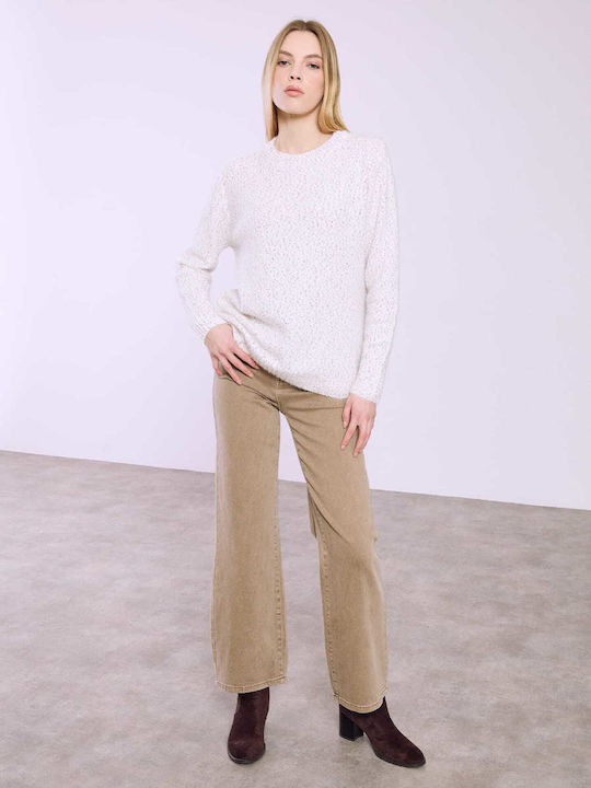 Celestino Women's Melange Sweater Loose Fit Light Brown