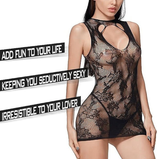 SMD Noir Temptation Intimate Series Schwarze Spitze Dessous Mini Kleid One Size