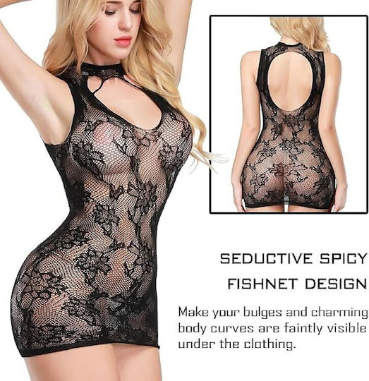 SMD Noir Temptation Intimate Series Schwarze Spitze Dessous Mini Kleid One Size