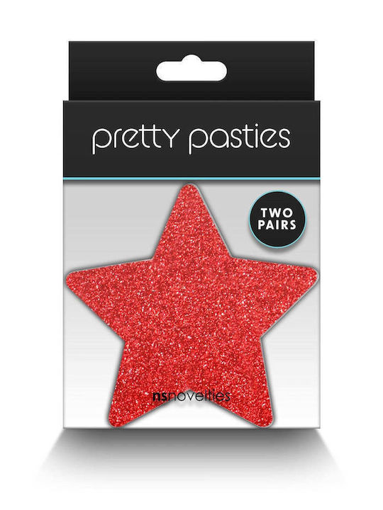 Glitter Αστέρια Θηλές 2 Ζευγάρια Kokkino