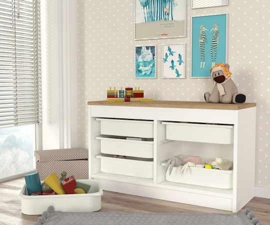 Kids Chest of Drawers White with 6 Drawers 89x34x52cm