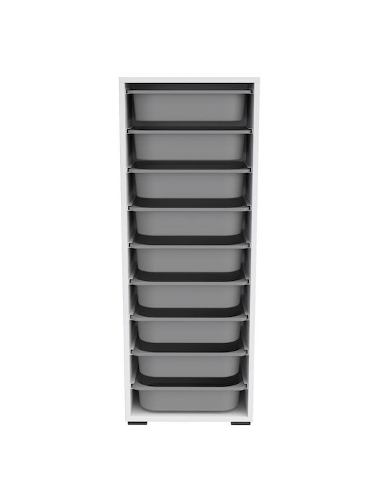 Comodă pentru copii Alb cu 9 sertare 45.5x30x122buc