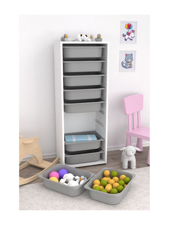 Comodă pentru copii Alb cu 9 sertare 45.5x30x122buc