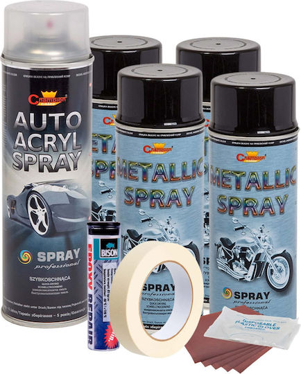 Complete Repair Painting Kit Wheels In Metallic Black Color V4