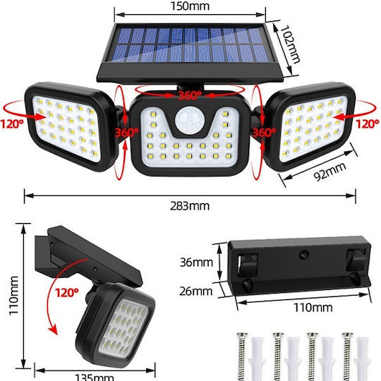 Waterproof Solar LED Flood Light 7W with Motion Sensor IP44