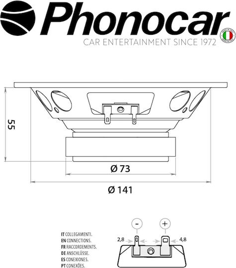 Phonocar Σετ Ηχεία Αυτοκινήτου 6.5" με 25W RMS (Dual Cone)