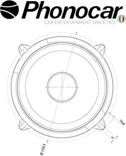 Phonocar Σετ Ηχεία Αυτοκινήτου Ομοαξονικά με 25W RMS (Woofer)