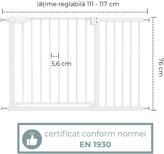 Kidizi Ușă de siguranță Montaj simplu din Lemn în Culoare Alb 1buc
