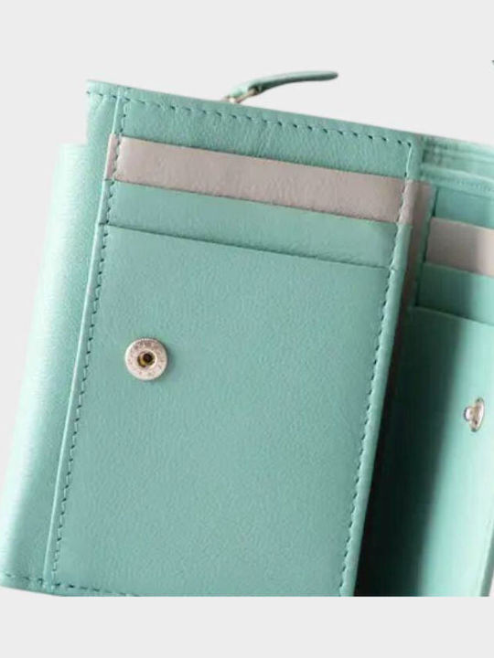 Klein Leder Damen Geldbörse Klassisch mit RFID Hellblau