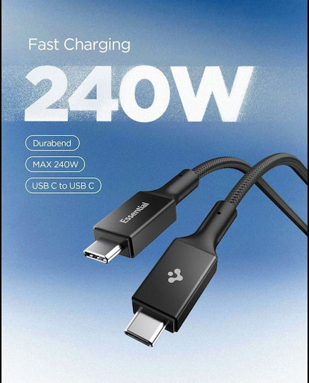 Spigen Braided USB 4 Video Cable USB-C male - USB-C 240W PD Μαύρο 1.5m ACA10423