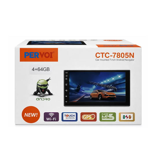 PerVoi Ηχοσύστημα Αυτοκινήτου 2DIN (Bluetooth/USB/WiFi/GPS/Apple-Carplay/Android-Auto)