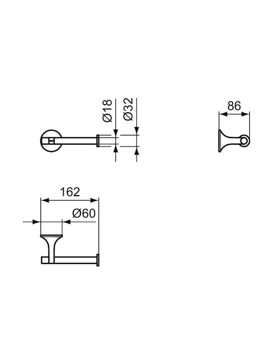 Ideal Standard Χαρτοθήκη Μεταλλική Ασημί