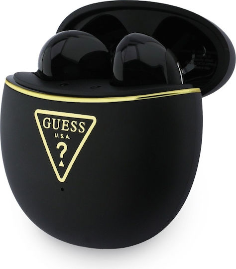 Guess Gold Line Triangle Earbud Bluetooth Handsfree Ακουστικά με Αντοχή στον Ιδρώτα και Θήκη Φόρτισης Χρυσά