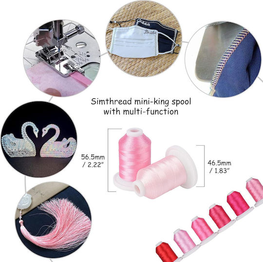 Set Fire De Broderie 9 Bobine 730 M Cutie De Depozitare Multicolor Tonuri Roz