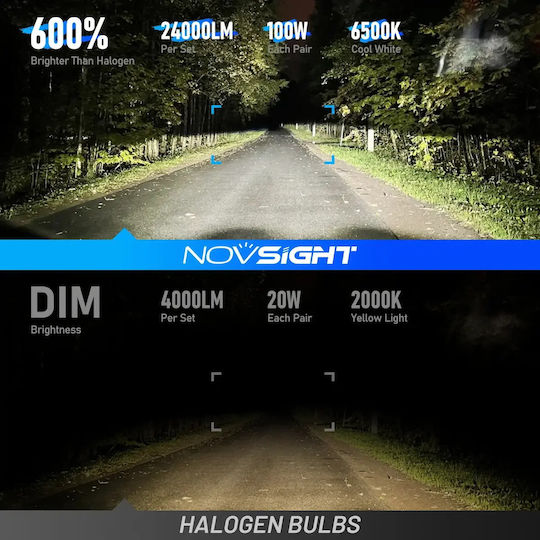 NovSight Car Lamp H11 Canbus LED 6500K Cold White 12V / 9-32V 100W
