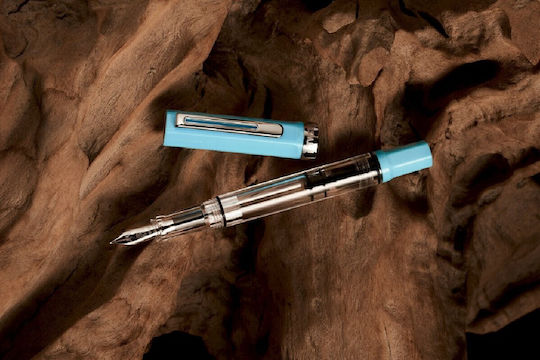 Twsbi Piston Filling Πένα Καλλιγραφίας Extra Fine Γαλάζια με Κόκκινο Μελάνι