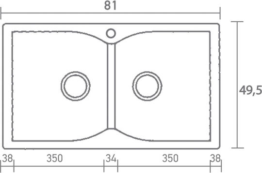 Sanitec 03-03-32200 Ένθετος από Συνθετικό Γρανίτη Μ81xΠ50cm METALLIC COFFEE