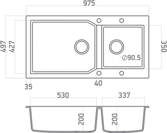 Sanitec Ένθετος από Συνθετικό Γρανίτη Μ100xΠ50cm