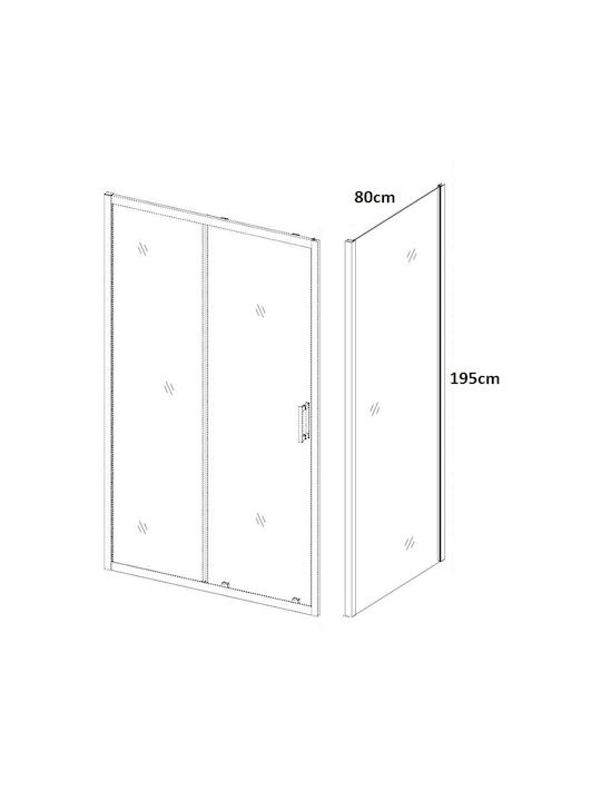 Bronze Art Fixed Side for Shower 80x195cm Clear Glass Black