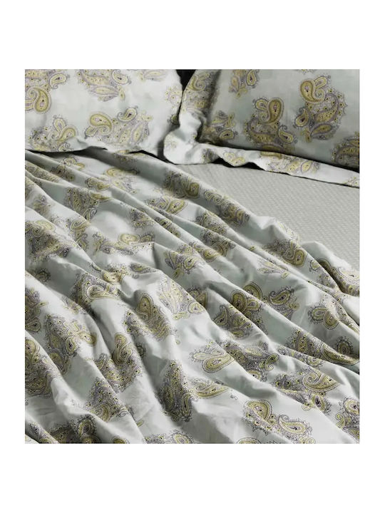 Das Home Σετ Παπλωματοθήκη Βαμβακερή 220x240cm Υπέρδιπλη με 2 Μαξιλαροθήκες Happy Mint