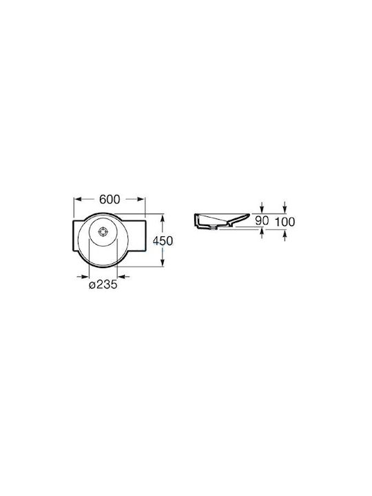 Roca Urbi Επικαθήμενος Νιπτήρας Πορσελάνης 60x45cm Λευκός