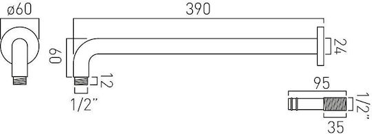 Vado Wandhalterung 39cm Gebürstetes Nickel PVD