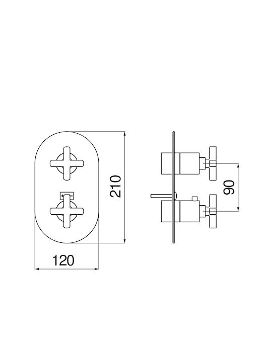 Nobili Built-in Mixer & Supply Set for Shower Silver