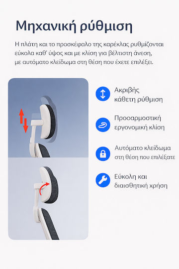 Scaun De Birou Ergonomic Cu Brațe Reglabile Negru Și Alb
