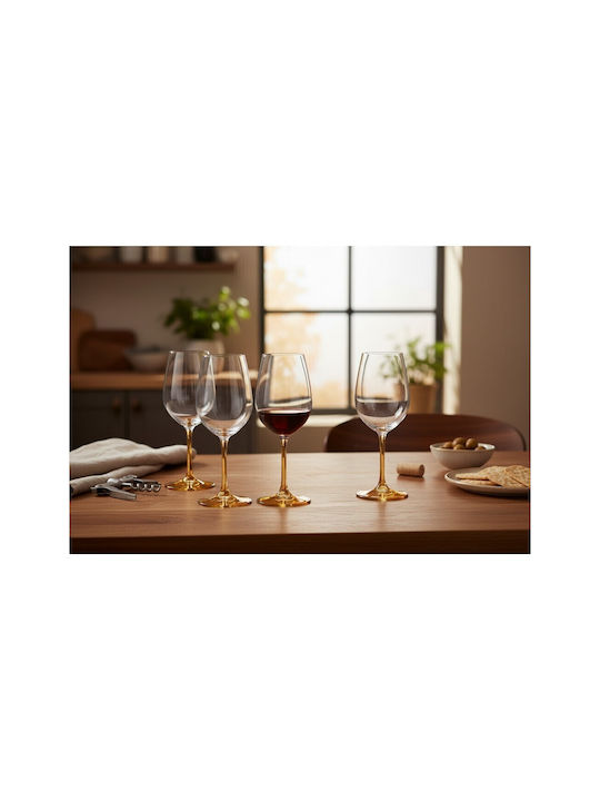 Domumart Set de pahare pentru Vin Alb din Cristal în Culoarea Portocaliu Cu picior 350ml 6buc