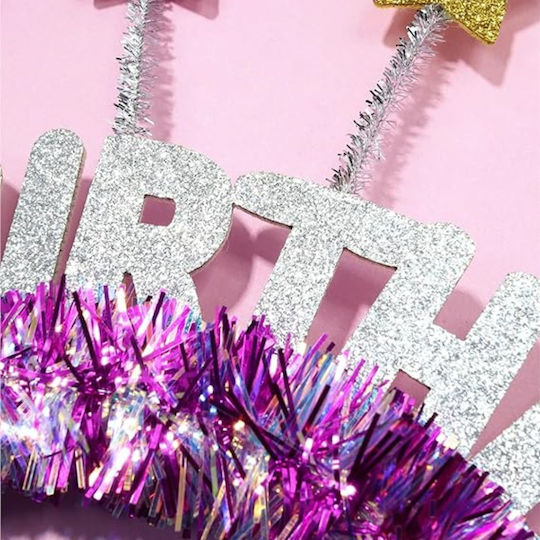 Αποκριάτικη Στέκα Κεφαλής Happy Birthday Glitter Διακόσμηση 1 Τεμάχιο