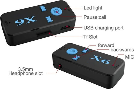 Hqx6 Car Bluetooth V4.1 Audio Music Player Receiver Adapter Support Wireless Hands-free & Tf Card & Usb Charge