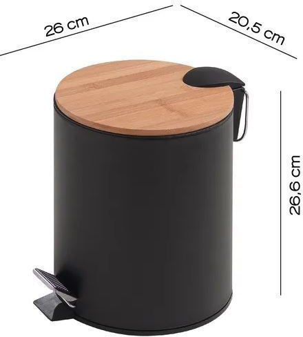 Gedy Bambus Badezimmer Mülleimer 5Es Schwarz