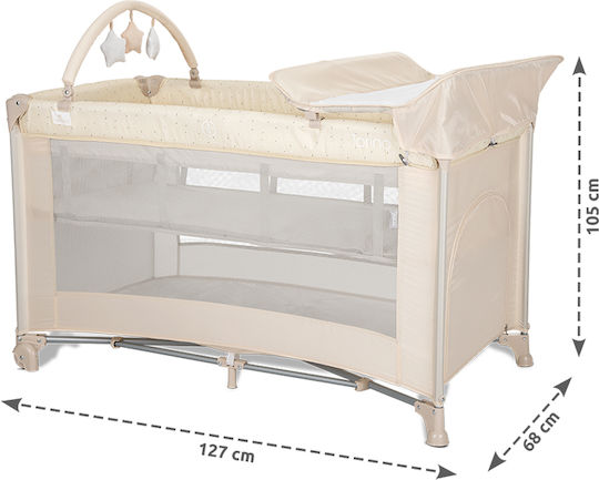 Lorelli Torino Παρκοκρέβατο 2 Επιπέδων με Στρώμα Ροζ 70x127cm