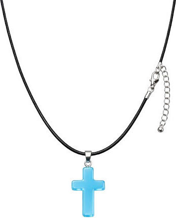 Unisex Κολιέ Σταυρός Γαλάζιο Ακρυλικό Minimal