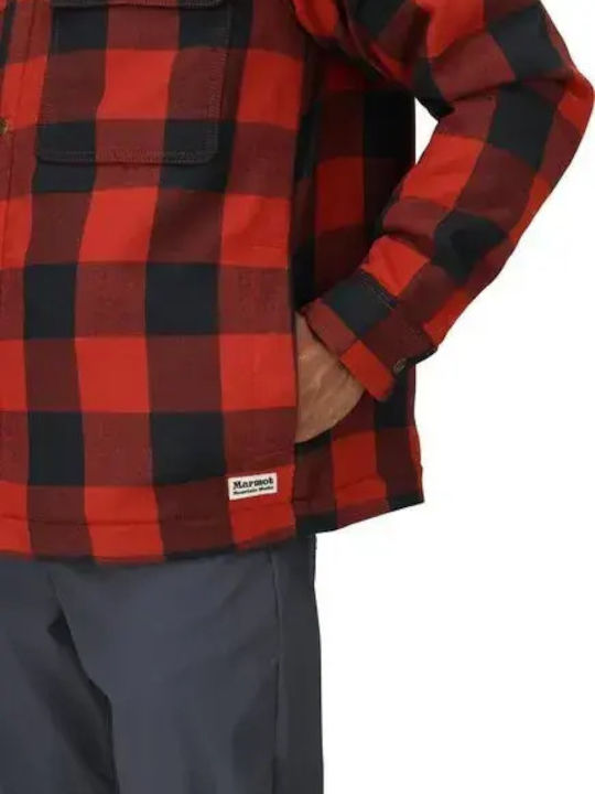 Langärmeliges Flanell Overshirt Rot