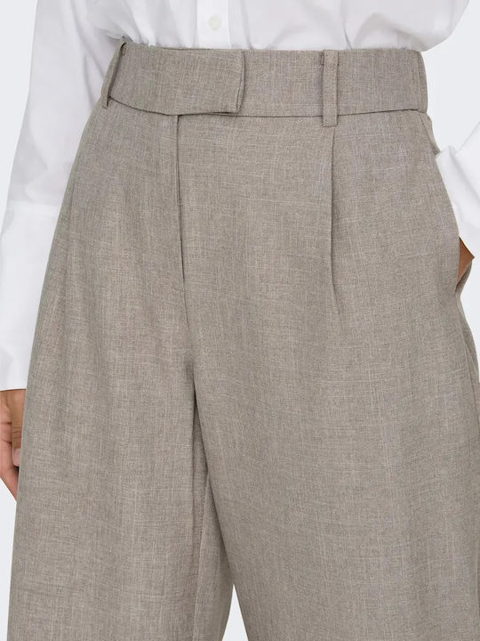 Damen Hoch tailliert Stoff Hose Beige