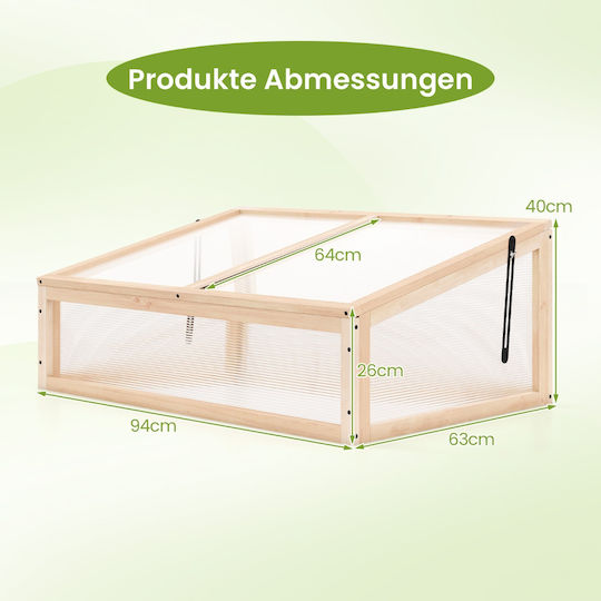 Costway GT4597OR Θερμοκήπιο με Ξύλινο Σκελετό 40x94x63cm